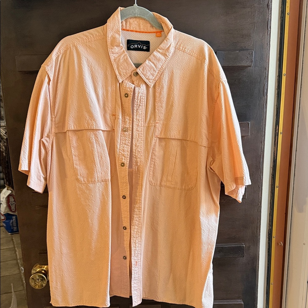 Men’s shirt, color peach with white